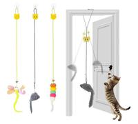3PCS Door Hanging Cat Toy,Cat Toys For Indoor Ca-Ts,Ca-T Butterfly To-Y,Door Hanging C-At T-Oy Mouse With Squeaky Sound,For Hunting Exercising Eliminating Boredom,(Mouse,Butterfly,Caterpillar)