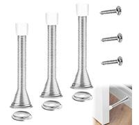 3PCS Door Stoppers Spring Door Stop Chrome Door Stop Spring Rubber Spring Indoors with 3 Screws Door Stops Reduce The Collision Between The Door Leaf and The Wall Reduce Noise