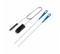 3Pcs Double-Ended Pipe Brush & 45cm Sink Unblockers, Blue & Black | 155.5cm double-ended spring brush, two 45cm nylon pipe brushes, 304 stainless steel core, clears U-bend basin sludge