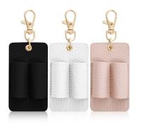 3Pcs Double Hole Leather Pen Holder, Lanyard Holder Attachment Supplies Black White Pink Pen Holder with Anti-Lost Leather Badge Not Easy to Damage & Long Service Life