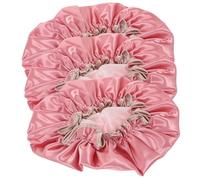 3pcs Double Layer Waterproof Shower Cap Bath Caps Hat for Women Girl Hat Hat Silk Shower Cap Thick Hair Caps Shower Caps for Lady Bonnet Peva Travel Take a Bath Swimming Cap (Pink 24.5x24.5x0.6cm)