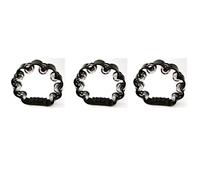 3PCS Double Row Hand Held Percussion Tambourine,Metal Jingles Hand Held Percussion Flower Tambourine for Church, KTV, Party, Game (Black)