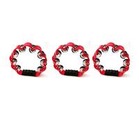 3PCS Double Row Hand Held Percussion Tambourine,Metal Jingles Hand Held Percussion Flower Tambourine for Church, KTV, Party, Game(Red)