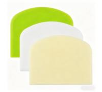 3Pcs Dough Scraper Set, Flexible Plastic Bowl Scraper, Kitchen Baking Tool for Bread Pizza Cake (White, Green, Yellow)