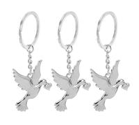 3pcs Dove Shaped Key Chains Metal Silver Bag Charm | Easy Attachment, Portable Design, Holiday Gifting Choice, Backpack Decor, Belt Loops, Stylish Vintage Look