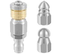 3Pcs Drain Cleaning Tips Fixed Cleaning Water Hose Nozzle Stainless Steel Sewer Jetter Nozzles 5000 PSI High Pressure Washer Nozzle with 1/4 Inch Connector for Industrial Pipes