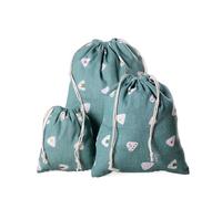 3pcs Drawstring Cotton Linen Storage Bag Gift Candy Jewelry Organizer Makeup Cosmetic Coins Keys Bags for Laundry, Travel(Color-18,M)