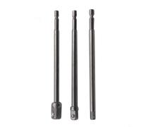3pcs, Drill Bit Socket Adapter Set Extension Bar 150mm, 1/4 Inch Hex Shank to 6.35mm Square Drive, 3/8 and 1/2 Inch Compatibility, Chrome Vanadium Steel for Power Drill and Electric Screwdriver Tools