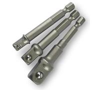 3pcs Drill Socket Adaptor Hex Drive to 1/4" 3/8" 1/2" Drive Socket Adapter Set