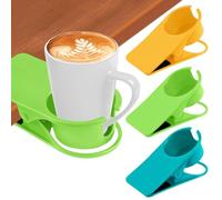 3PCS Drinking Cup Holder Clip Kalolary Chair Desk Bottle Cup Stand DIY Glass Clamp Storage Saucer Clip with Groove for Potted Plant Beverage Coffee Mug Holder Clip for Home Office (Yellow Green Blue)