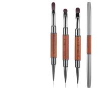 3Pcs Dual Head French Tip Nail Brush Brown Acrylic Nail Brush Flat/Oval/Angled Nail Clean Up Brush Wooden Handle Metal Caps for Polish Mistakes Acrylic & Gel Polish Nails Design Painting DIY Tools