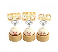 3PCS Dumpling Keyboard Fidget Toy with Expression Cute Fidget Clicker Keychain with Crisp Sound Sensory Clicker Toys for Anxiety Relief & Focus Boost for Adults at Work Travel Home Random Keychain