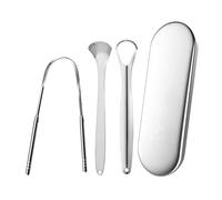 3Pcs Durable Tongue Cleaner Scraper Set Oral Hygiene Health Stainless Steel Tongue Cleaner Kit Fresh Breath Reusable Tongue Scrapers for Tongue Care