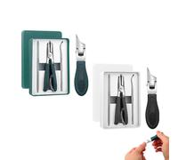 3PCS Eagle Beak Nail Clipper Set,Curved Blade Ingrown Toenail Clippers,Stainless Steel Sharp Slanted Nail Clippers Set with Nails File and Pick,for Toenails Thick Toe Seniors Men Women (Black+Green)