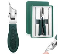 3PCS Eagle Beak Nail Clipper Set, Stainless Steel Sharp Slanted Curved Blade Ingrown Toenail Clippers with Nail File and Pick, Toe Nail Clippers for Thick Toe Seniors Men Women (Green)