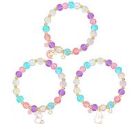 3pcs Easter Bracelets Gifts for Women Easter Basket Stuffers,Cute Bunny Charm Stretch Beaded Bracelet with Card,Rabbit Easters Egg Fillers for Girls Teens Jewelry Gifts Holiday Party Accessories