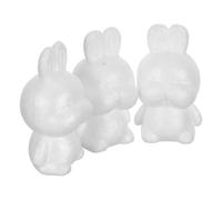 3pcs Easter Foam Rabbit Model DIY Painting Craft for Teachers White | Polystyrene Figure with Smooth Surface, Strong Standing Shape, Ready for Acrylic Paint, Classroom Projects, Keepsakes