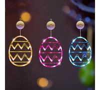3Pcs Easter LED window light, Easter Eggs Window Light with Suction Cup, LED Hanging Easter Decorative Fairy Lights, Battery Operated, LED Window Light Chain for Easter, Ramadan, Indoor Decoration (A)