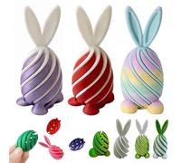 3PCS Easter Spiral Decompression Rabbit Egg, 3D Printed Spiral Fidget Easter Bunny Eggs, Cute Bunny Sensory Fidget Toys, Easter Basket Stuffer Filler Gift for Adults & Kids Party (Set B)