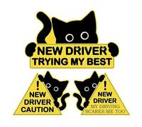 3Pcs Easy Apply Reflective Stickers with Funny Black Cats Design for Vehicle New Driver Car Sticker