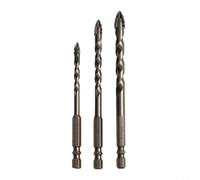 3pcs Eccentric Drill Bit Set 6mm 8mm 10mm, Four-Flute Triangle Carbide Tip for Glass Tile Granite Concrete, Spiral Design Reduces Vibration, Gold