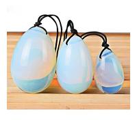 3pcs Egg Set Natural Nephrite Jade Massager,Opalite Jade Eggs for Women Kegel Exercises, Drilled,3 Size Small, Medium, Large