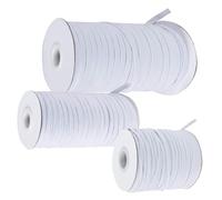 3PCS Elastic for Sewing - White Elastic Band Set (4mm/24m, 6mm/15m, 12mm/8m) - Durable, Stretchy Elastic Cord for DIY Crafts, Sewing Projects, Face Masks