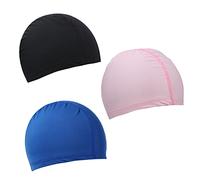 3pcs Elastic Swim Caps, Swimming Caps Bathing Caps Unisex Swim Caps for Boys Girls Kids Adults Women Men Comfortable Non-Slip Swimming Pool Cap for Long and Short Hair