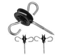 3pcs Electric Fence Hook Insulators Double Screw-in Zinc-plated Steel