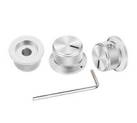 3PCS Electric Guitar Bass Metal Knobs Flat-top Hat-Shaped Precision Volume Tone Control Finish Potentiometer Knob Compatible For Fender Strat Telecaster Les Paul Electric Guitars or Basses (silver)