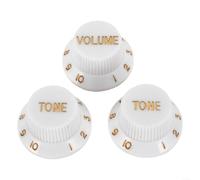 3pcs Electric Guitar Knobs Set for Bodies - 1 Volume 2 Tone Control Plastic Knobs in Black White Yellow for Quick Installation(A)