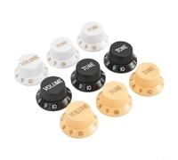 3pcs Electric Guitar Knobs Set for Bodies - 1 Volume 2 Tone Control Plastic Knobs in Black White Yellow for Quick Installation(B)