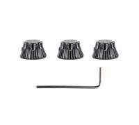 3Pcs Electric Guitar Metal Dome Knobs, Volume Tone Control Knobs with Wrench, Full Metal Potentiometer Top Hat Bell Knobs for Most Electric Guitars, 6.8mm Hole (Black)