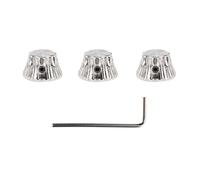 3Pcs Electric Guitar Metal Dome Knobs, Volume Tone Control Knobs with Wrench, Full Metal Potentiometer Top Hat Bell Knobs for Most Electric Guitars, 6.8mm Hole (Silver)