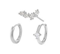 3pcs Elegant Gold Plated Coppers Earrings Set Zirconia Helixes Flat Piercing Ear Studs Earring Ear Accessories For Party