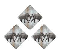 3PCS Elephant on Wood Car Air Freshener Hanging Scented Cards Cute Gray Car Fresheners Long Lasting New Cars Scents for Women Men Natural Air Freshener with Lanyard Automotive Freshies