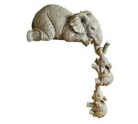 3Pcs Elephant Shelf Sitter Set, Mother & Baby Elephants Hanging on The Edge