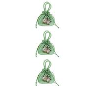 3pcs Embroidered Floral Top Handle Handbag for Weddings, Emerald Plush | Mini Drawstring Clutch, Spacious Interior, Elegant Stylish Look, Travel and Special Occasion Use