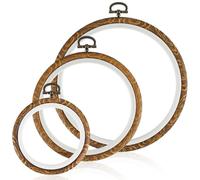 3PCS Embroidery Hoops, Cross Stitch Hoop Ring, Round Imitated Wood Display Frame, 3 Sizes Hand-Embroidery Kits for Embroidery, Cross Stitch, Ornament and Art Craft Sewing (3.9/5.5/6.7 Inch)