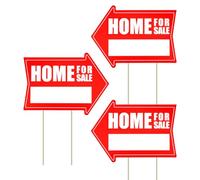 3pcs Estate Sale Signs, 16x12 Inch Home for Sale Sign with Stakes Double Sided House for Sale Signs by Owner Open House Signs with Directional Arrow for Home Real Estate Yard Lawn Garden