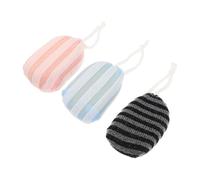3pcs Exfoliating Bath Sponge Body Wash Scrubber for Back Skin, Striped | Polyester and Sponge Build, Dead Skin Removal, Space Saving Storage, for Families, Elderly, Communal Bathrooms