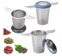3Pcs Extra Fine Mesh Tea Infuser Steeper Basket with Lid/Drip Tray for Loose Leaf Tea Rooibos, 304 Stainless Steel Tea/Coffee Strainer Filter Brewer with Big Capacity＆Extended Handles, Fit Cup/Teapot