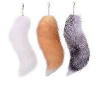 3PCS Extra Large Faux Furs Keychain Pendant Set Foxes Tail Bag Charm Ornament For Purse Keys Car Decoration Halloween Party Accessories