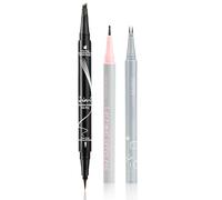 3pcs Eye Makeup Tool Set,Double Ended Eyebrow Pencil,Lower Lash Eyeliner,Freckle Pen,Waterproof,Easy to Create Natural Look,Brown Makeup Tools for Girls Women