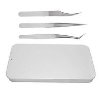 3Pcs Eyelash Extension Tweezers Set, Professional Eyelash Tools, Silver Mirror Light Dolphin - Shaped Tweezers for Easy Fanning and Grafting, Stainless Steel 420 with Storage Box f