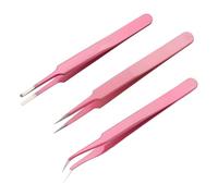 3PCS Eyelash Extension Tweezers Set with Straight, Curved and Pointed Tips, Precision Lash Tweezers for Cluster Lashes, Eyelash Extensions and Facial Hair Removal
