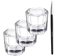3pcs Eyelash Eyebrow Tint Mixing Dappen Dish Acrylic + 1 FREE Brush