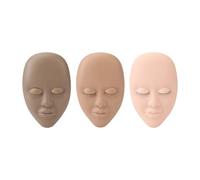 3PCS Eyelash Mannequin Head Removable Replaced Eyelids Eyelash Practice Head Model Stimulated Facial Design Compact Rubber Material for Beauty Makeup Dark Brown Light Brown Pink
