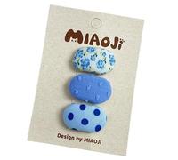 3PCS Fabric Hair Clips, Oval Colourful Cute Side Clips No Hair Hurt blue
