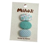 3PCS Fabric Hair Clips, Oval Colourful Cute Side Clips No Hair Hurt green